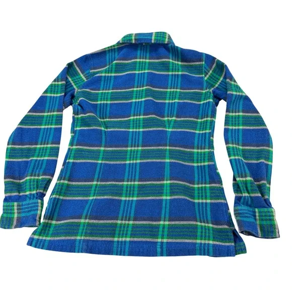 Patagonia Womens 2 Organic Cotton Flannel Plaid Button Down Shirt Blue Green - Picture 3 of 16